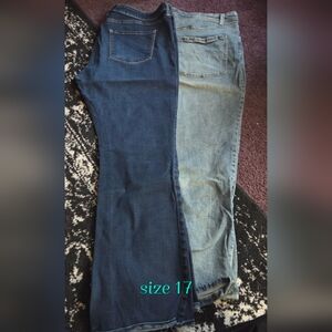Arizona Women’s Jeans - Blue and Light Blue Stretch Denim, Size 17